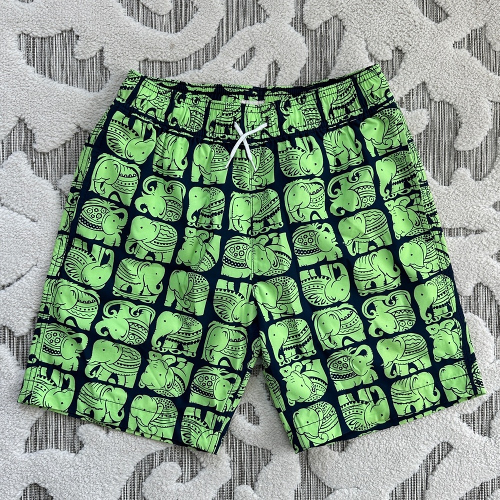 J.Crew Factory Boys Swim Trunk, Elephant Print, Size 12